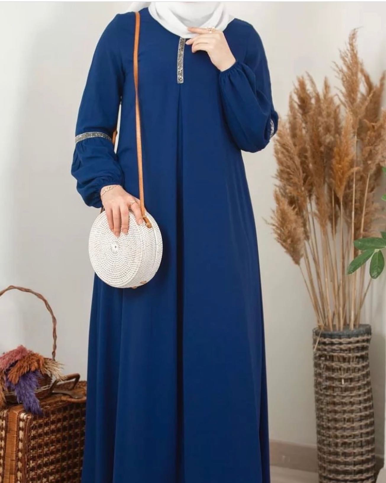 A-line abaya with crystal detail